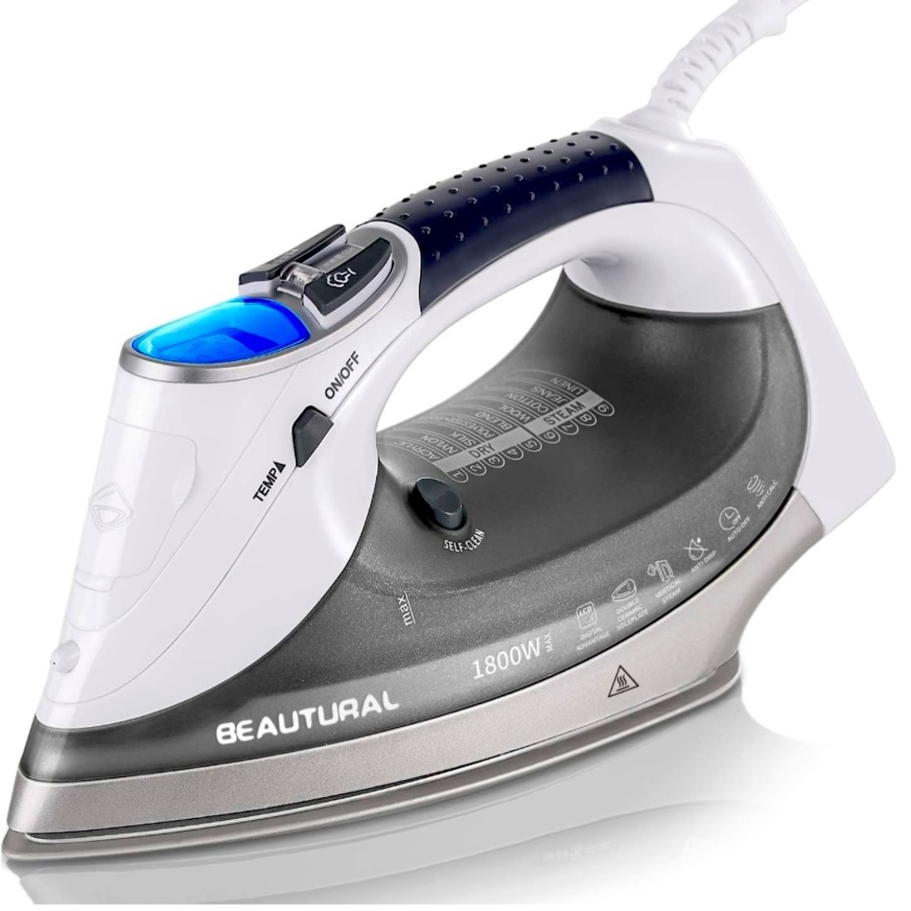BEAUTURAL Professional Steam Iron LCD Display Ceramic Soleplate‎ Self Clean